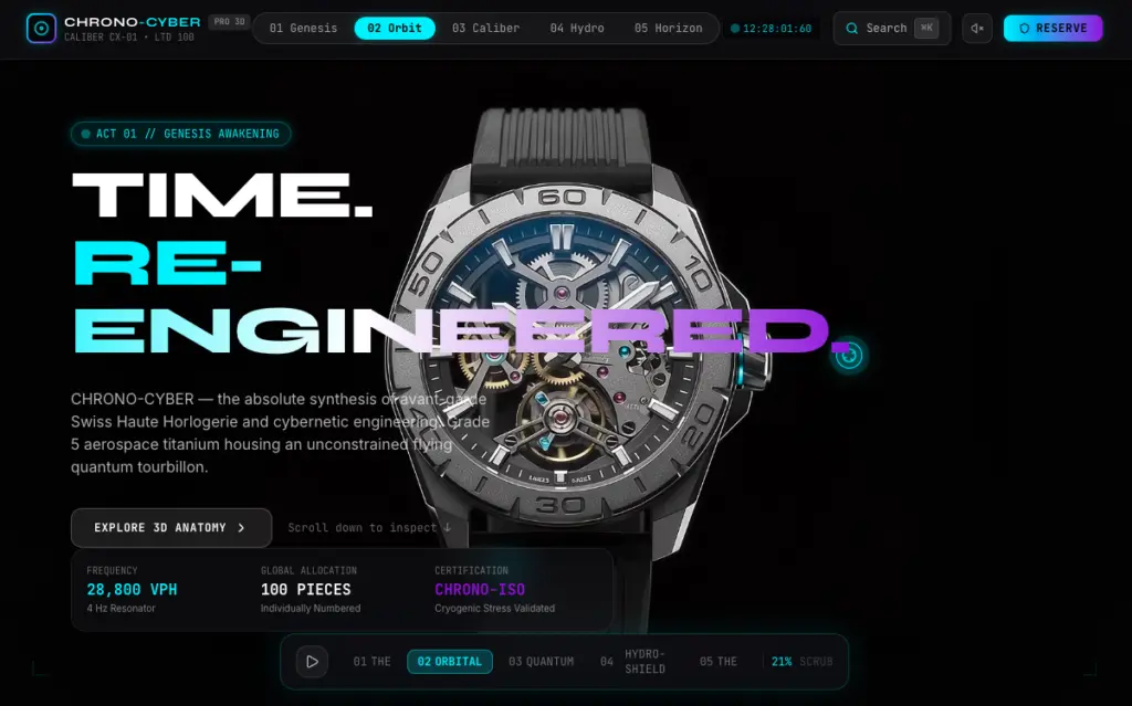 3d watch landing page prompt