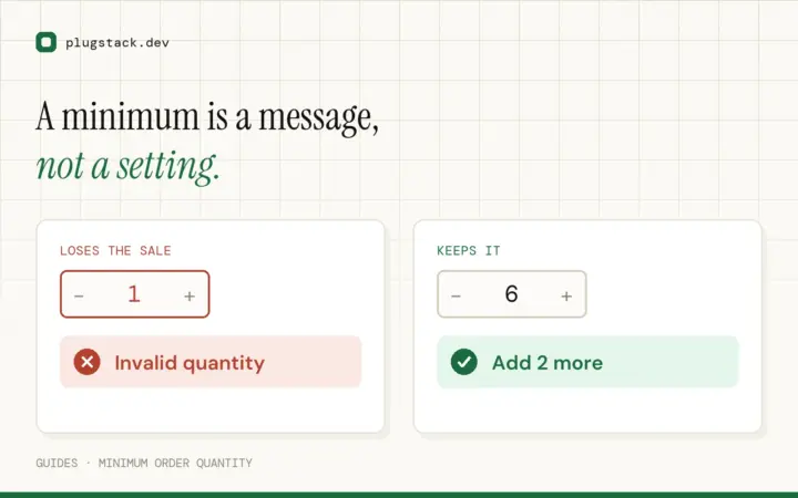 Two WooCommerce quantity fields: an “Invalid quantity” error versus an “Add 2 more” guidance message